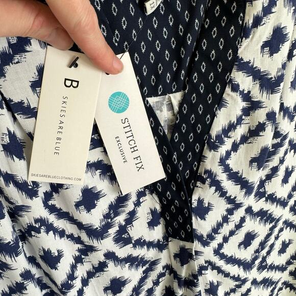 Skies Are Blue NWT Navy Blue White Lightweight Sleeveless Rayon Blouse Size 1X - Picture 4 of 7